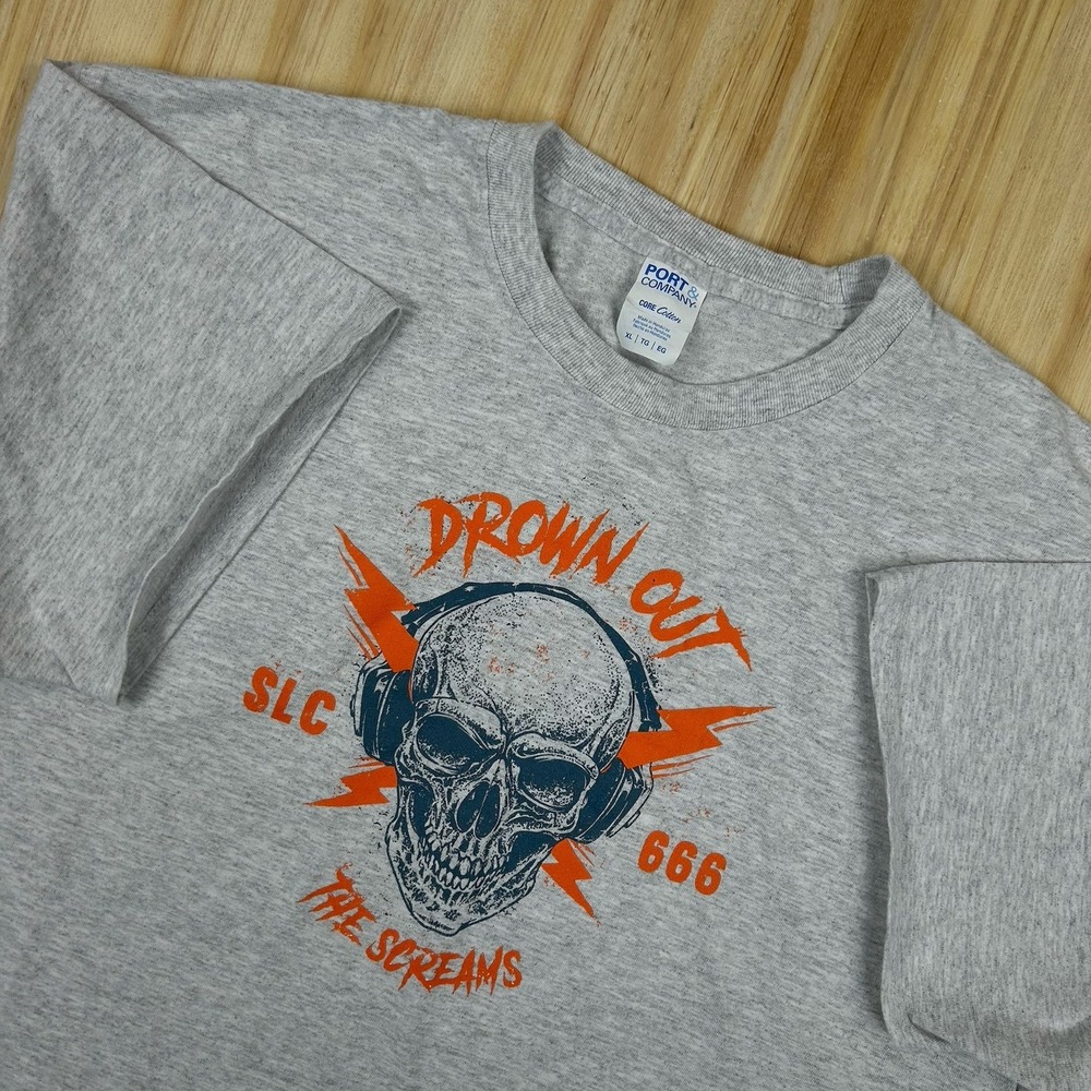 RARE Fear Factory Logo XL Short Sleeve Band Tee Gray Drown‎ Out The Screams 666